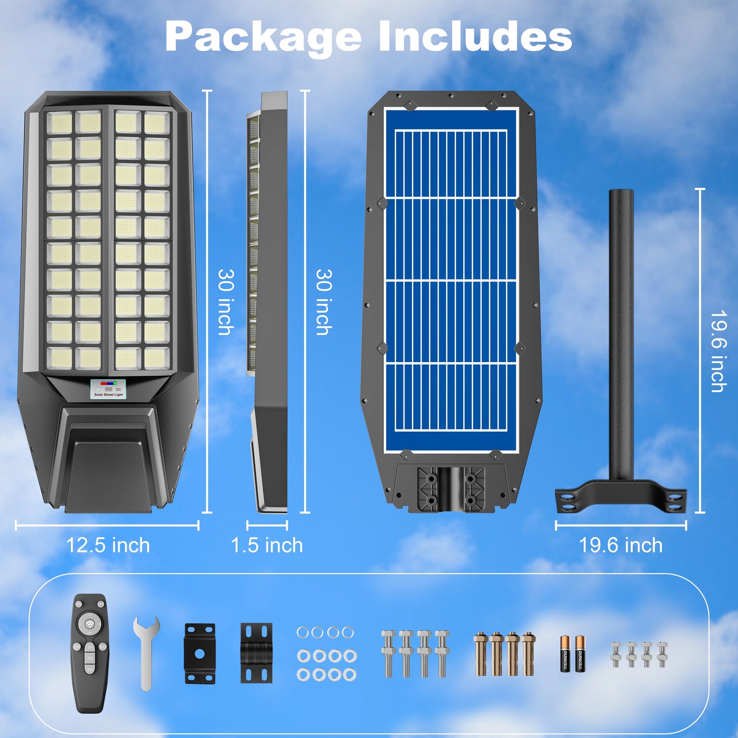 Outdoor solar light 8000W LED garden light solar panel light iP65 waterproof motion sensor street light