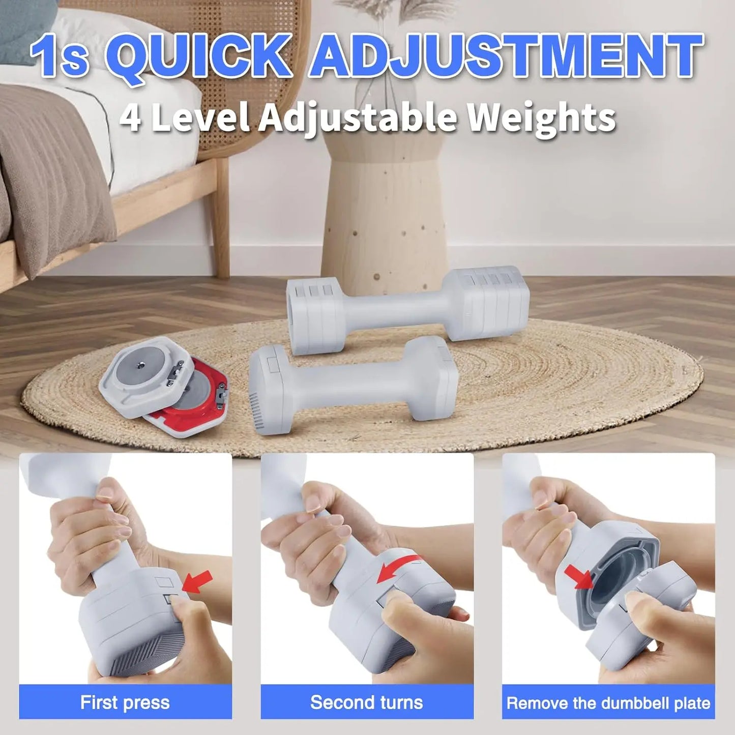 Adjustable Dumbbells Set 2 lb 3lb 4lb 5lb Free Weights Set for Home Gym Equipment Workouts Strength Training for Women Men