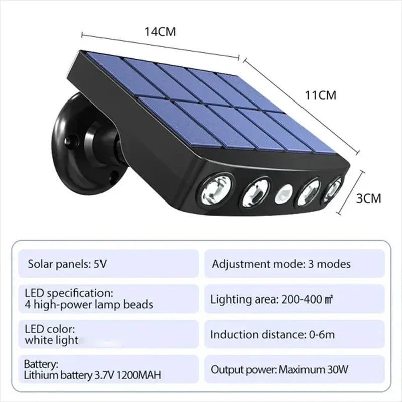 Solar Security Light Outdoor 4 LED Motion Sensor Wall Lamp Waterproof Night Work Light Garden Street Yard Walkway Patio