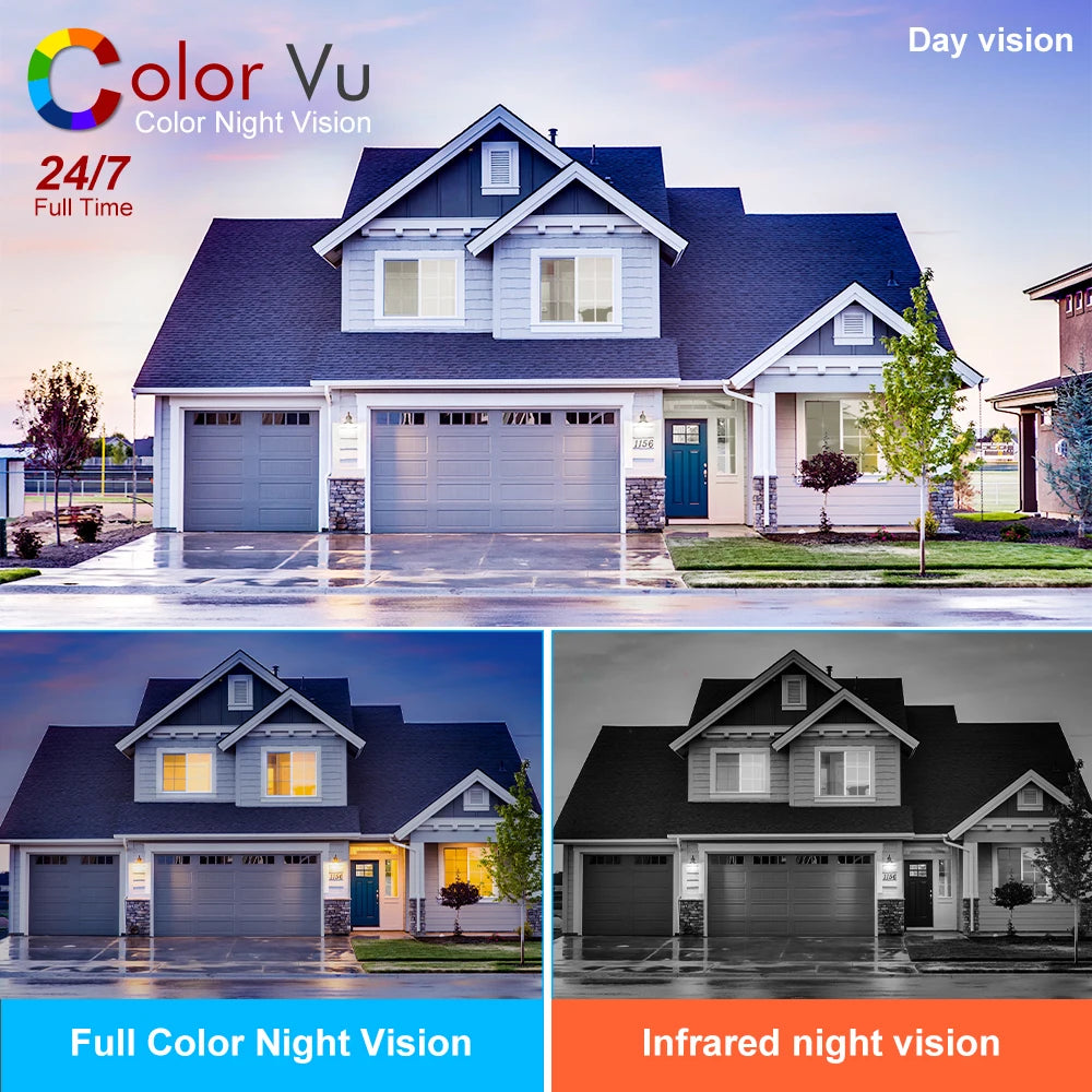 4MP ColorVu POE IP Camera IR Night Colorful 2K Build in MiC IP67 H.265 Human Vehice Security Detect CCTV Hikvision Compatible