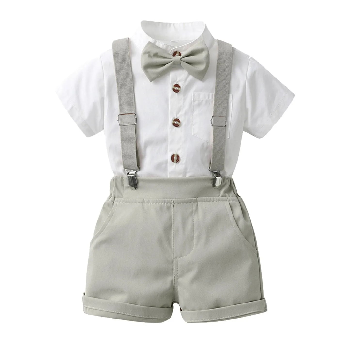 Toddler Boys Short Sleeve Shirt Tops Shorts Sets Tie Child Kids Gentleman Outfits Strap Jumpsuits Outfits Tracksuits 아동 상하복 세트