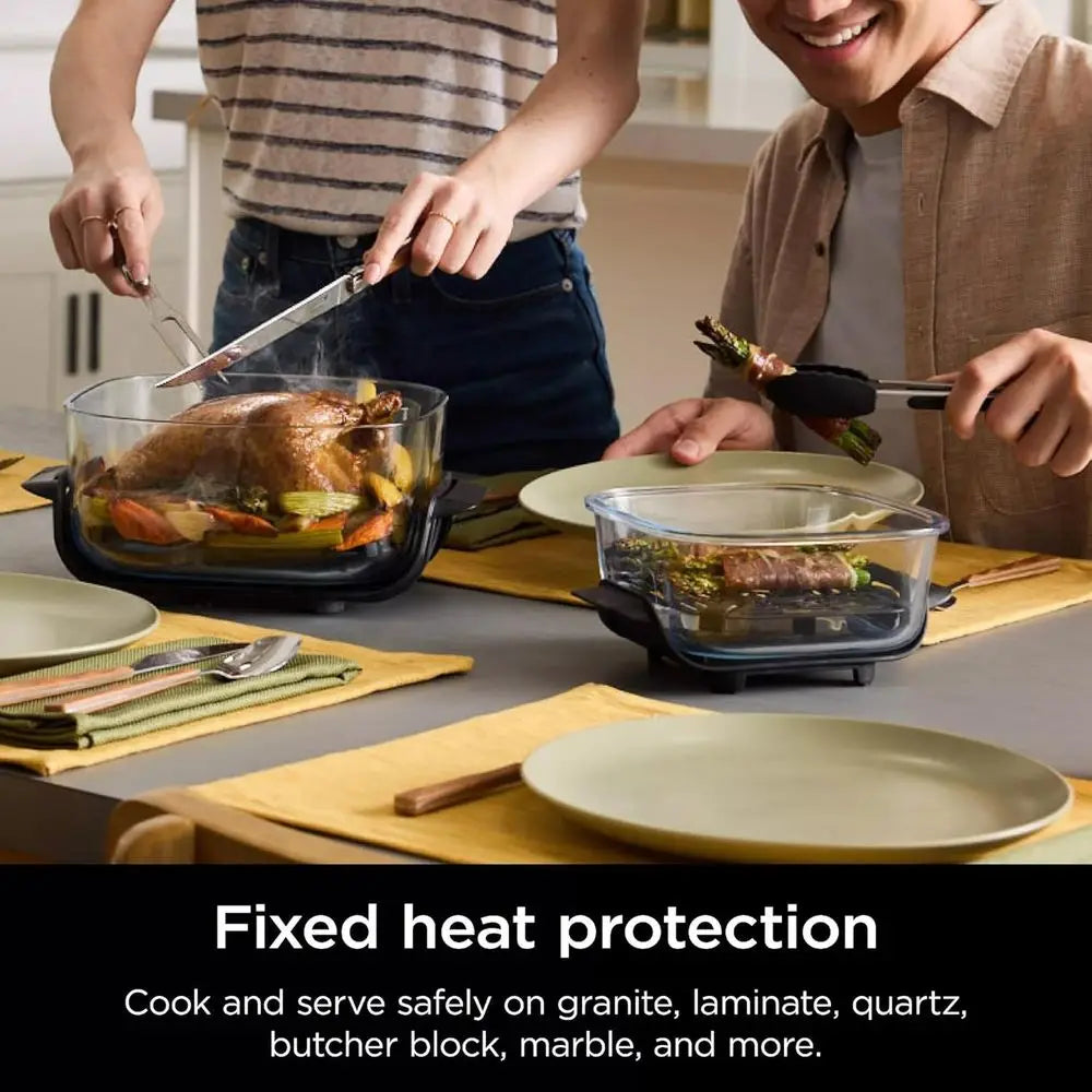 Ninja Crispi Air Fryer, Microwave, Freezer & Dishwasher Safe, Non Toxic Glass Portable Cooking System, 4 QT & 6 Cup Glass Contai