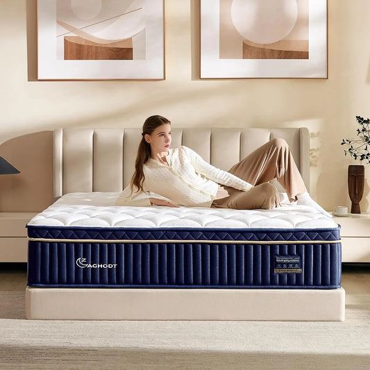 12 Inch Queen Hybrid Mattress in a Box, Medium Firm Memory Foam with Pocket Springs, Zoned Support & Motion Isolation