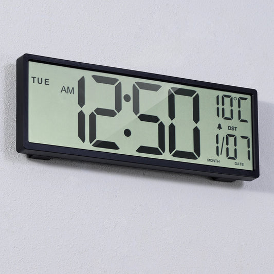 14.5" Large Digital Wall Clock Battery Operated, Clock with Large Display Numbers, Calendar, Auto DST, Clocks for Living Room