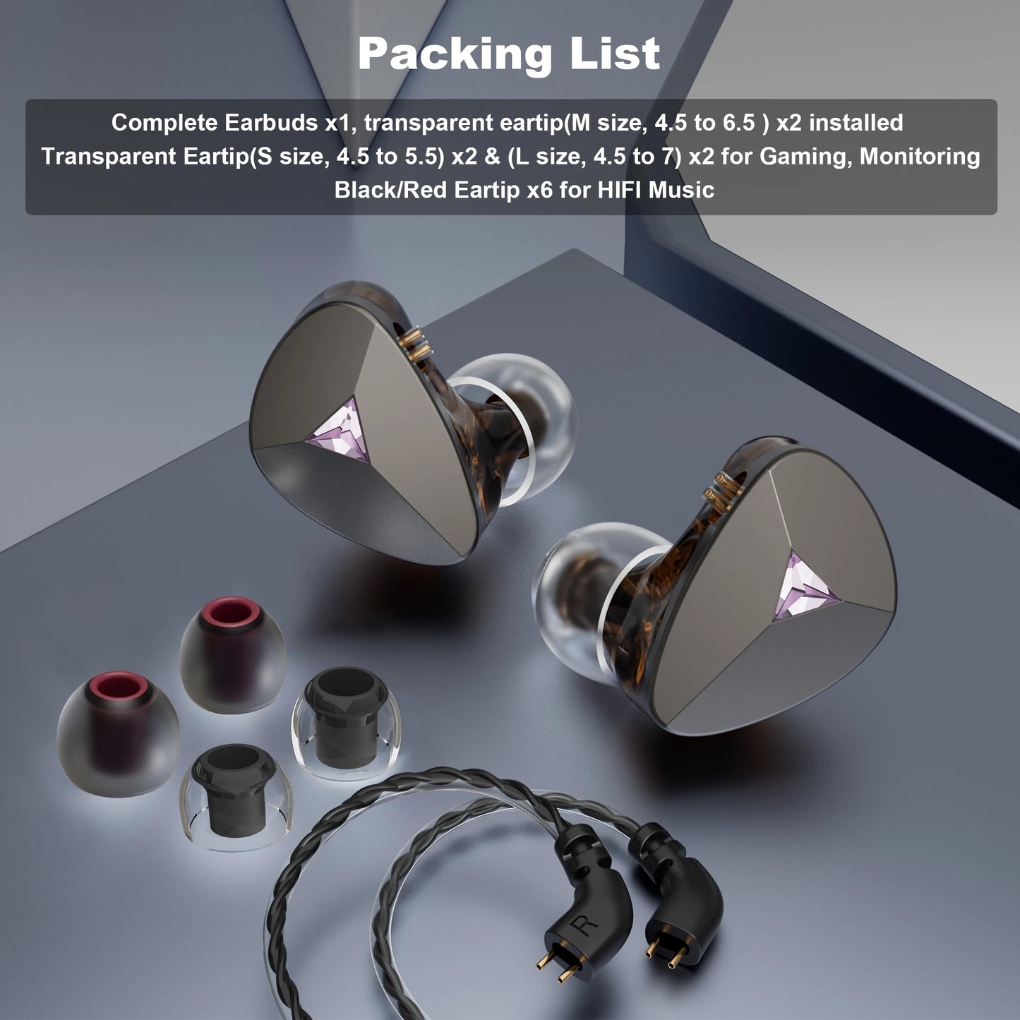 HiFi Wired Earbuds, Gaming Earbud,Driver in Ear Monitor, Hybrid IEM Earphones , Detachable Cable (Without Mic, 3.5mm Jack)