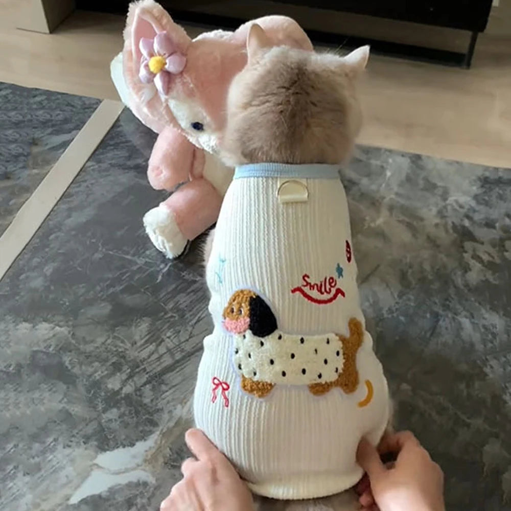 Breathable Small Dog Vest Soft Puppy Clothes Summer Cute Cat Clothes for Small Cat Vest Undershirt Dogs Pet Supplies with Hook