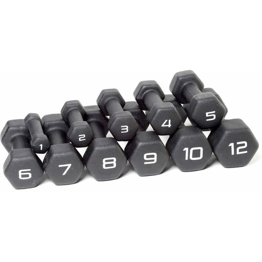 10lb Pair Neoprene Dumbbells, Non-Slip Quiet Hand Weights for Home Gym, Black Coated Fitness Equipment