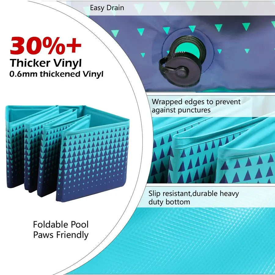 Foldable Dog Kiddie Pool Hard Plastic Kids Paddling Pool Toddler Baby Swimming Pools for Backyard Collapsible Whelping Box Pet D