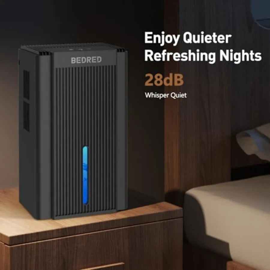 Dehumidifier for home use, ABS plastic, black, 95 oz capacity, quiet operation with auto shut off and 7-color ambient light, id