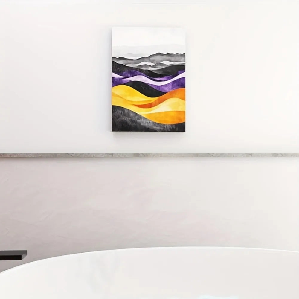 Abstract landscape in black and yellow tones, living room and office decoration, suitable for interior decoration