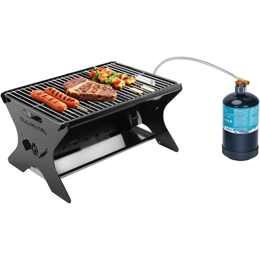 Portable Outdoor BBQ Grill - Durable Charcoal/Gas with Carry Bag for Camping, Picnics, and Backyard Cooking
