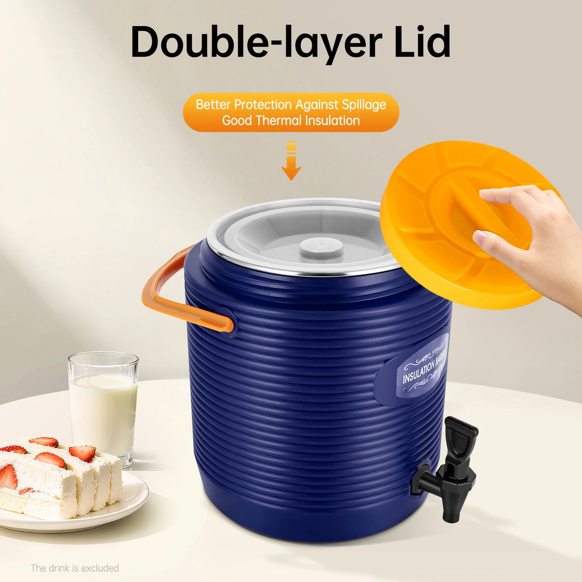 Stainless Steel Insulation Barrel Hot Water Dispenser 13L 2.91 Gallon Single Spigot Blue Insulated Beverage Dispenser For Party Kitchen
