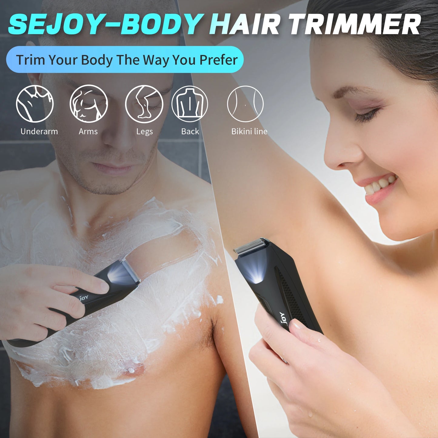 Sejoy Shaver for Men Ball Trimmer for Groin Pubic Grooming Body Hair Trimmer Replaceable Ceramic Blade Heads Electric Razor