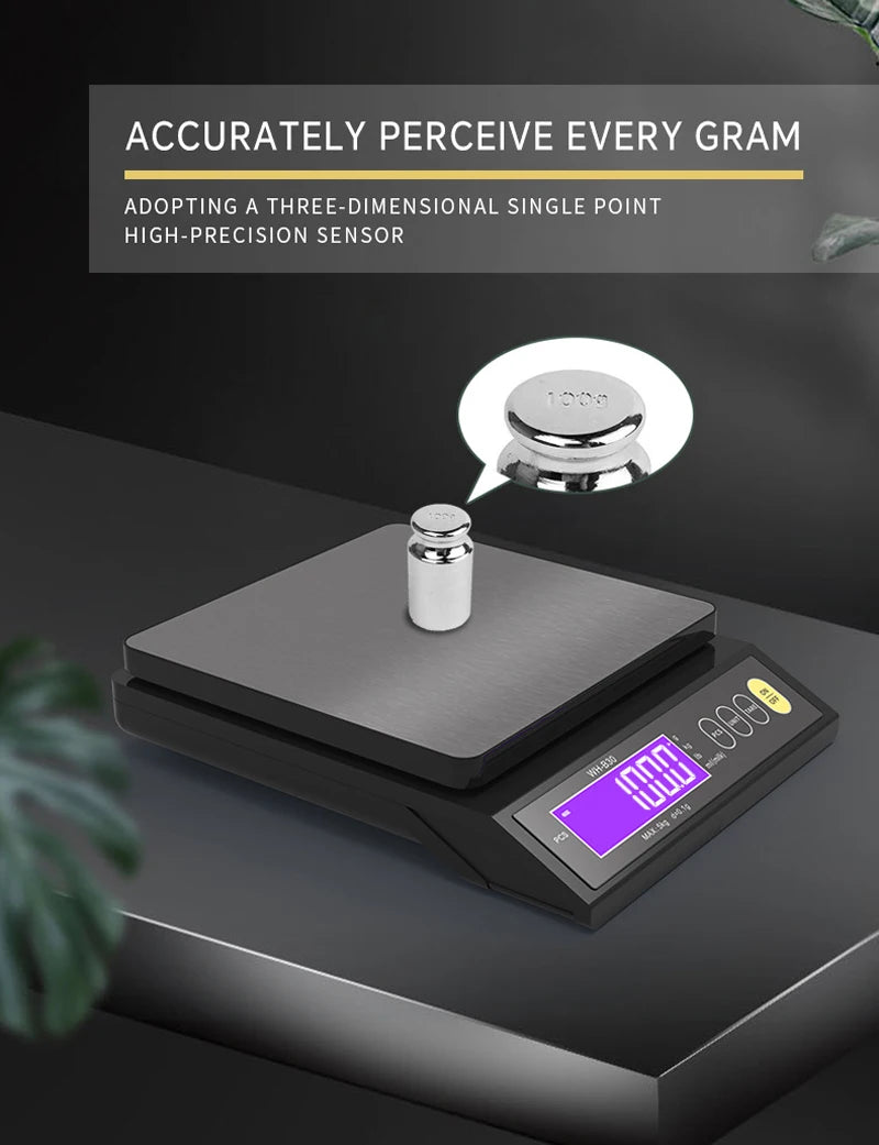 5kg/10kg/0.1g 10kg/1g Digital Electronic Kitchen Scale LCD  Waterproof Stainless Measuring Weighing Baking Tool Built in Battery
