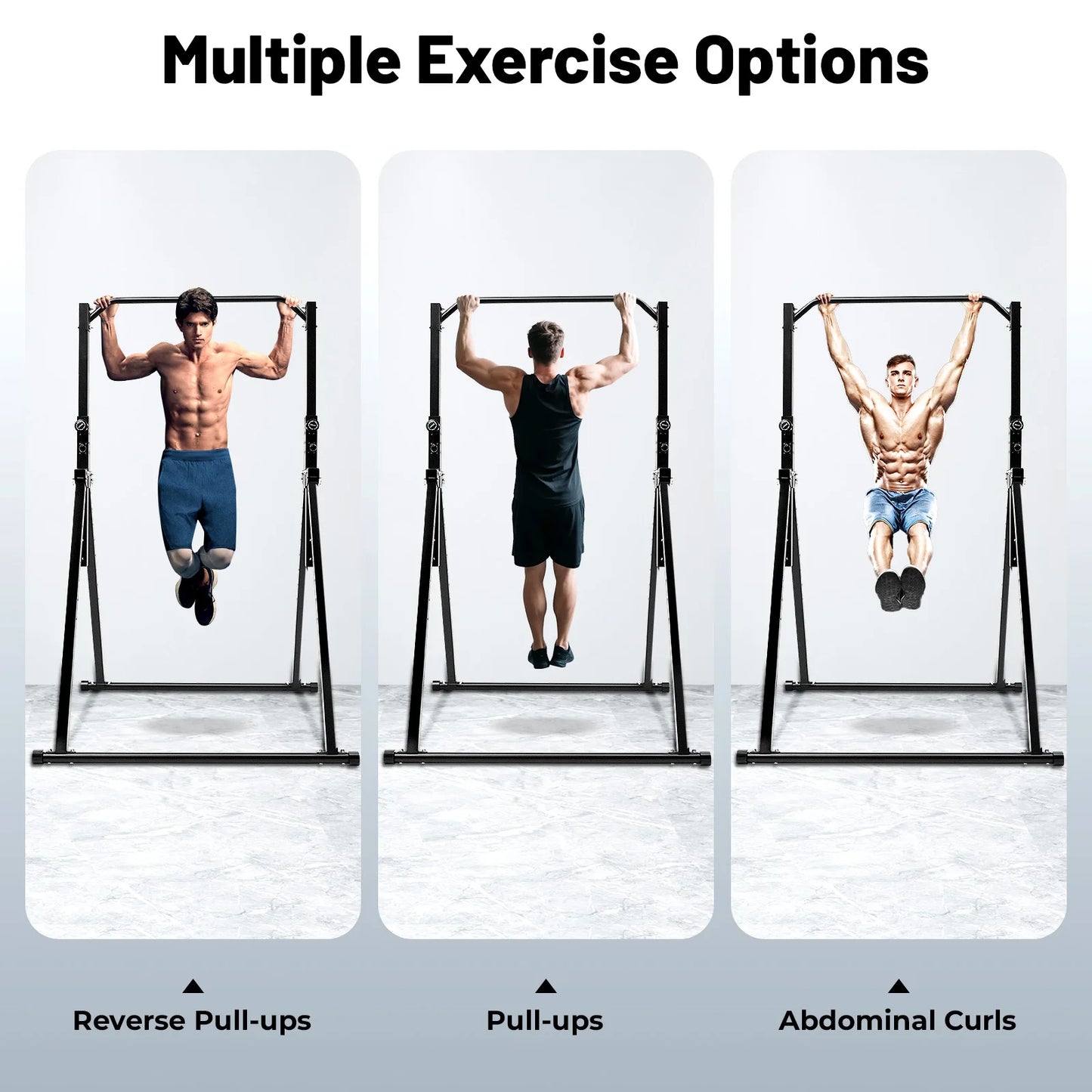 Triangular Pull Up Station Black Adjustable Height Carbon Steel Pull Up Horizontal Bar for Home Gym Strength Training Equipment