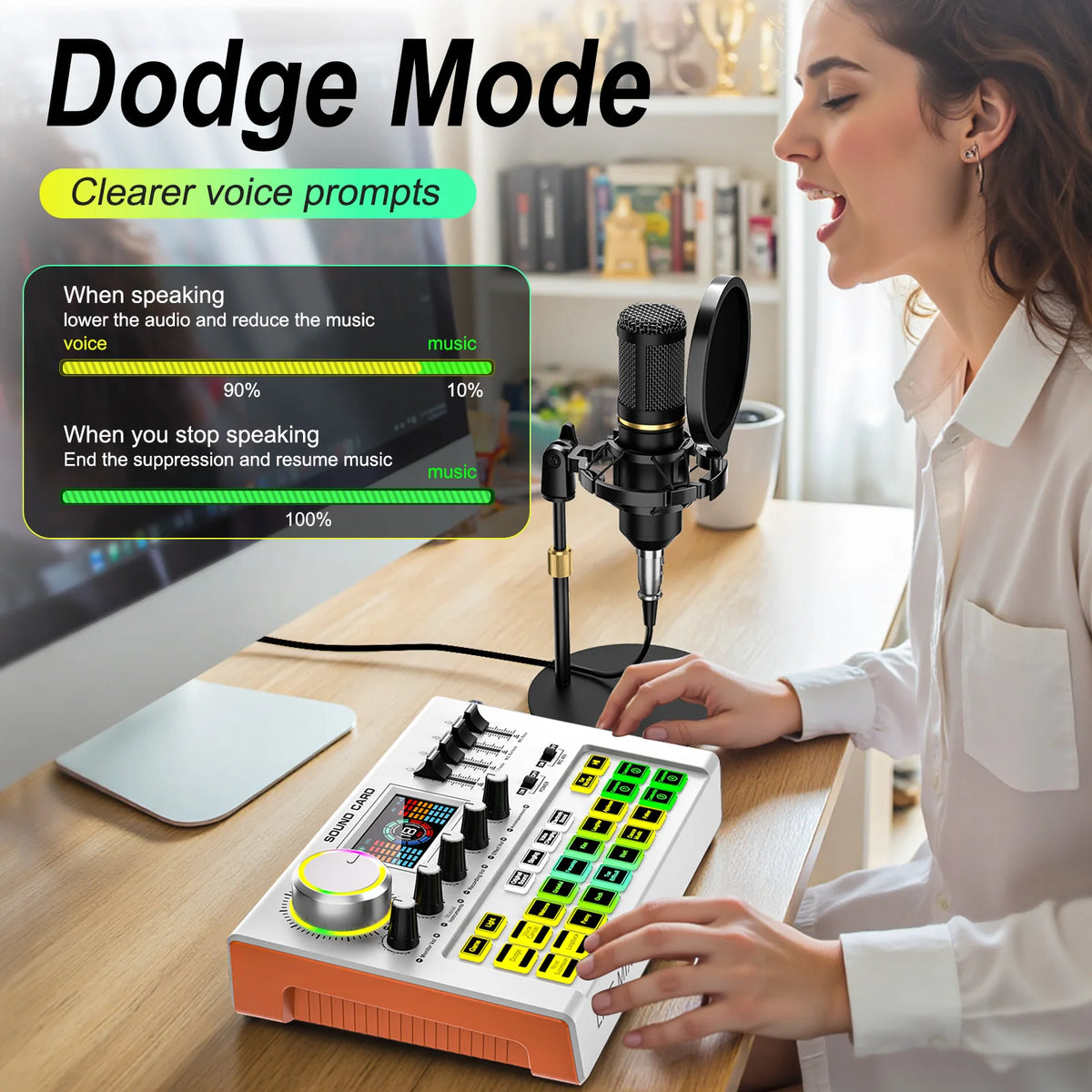 Tenlamp Y300-BM800 Live Sound Board Audio Mixer with 3.5mm Condenser Mic, Podcast Equipment Bundle for 4 People, Professional PC Laptop Studio Recording for Singing Gaming Karaoke Vlog Streaming