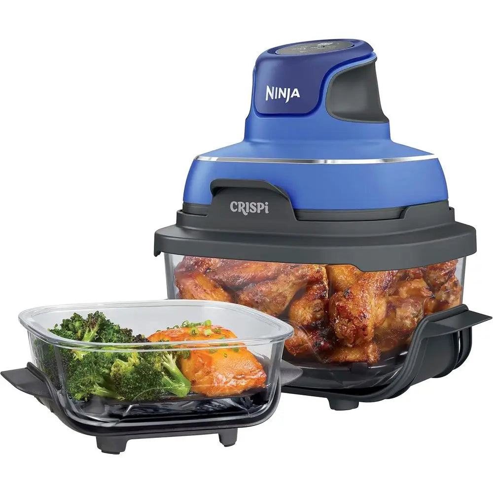 Ninja Crispi Air Fryer, Microwave, Freezer & Dishwasher Safe, Non Toxic Glass Portable Cooking System, 4 QT & 6 Cup Glass Contai