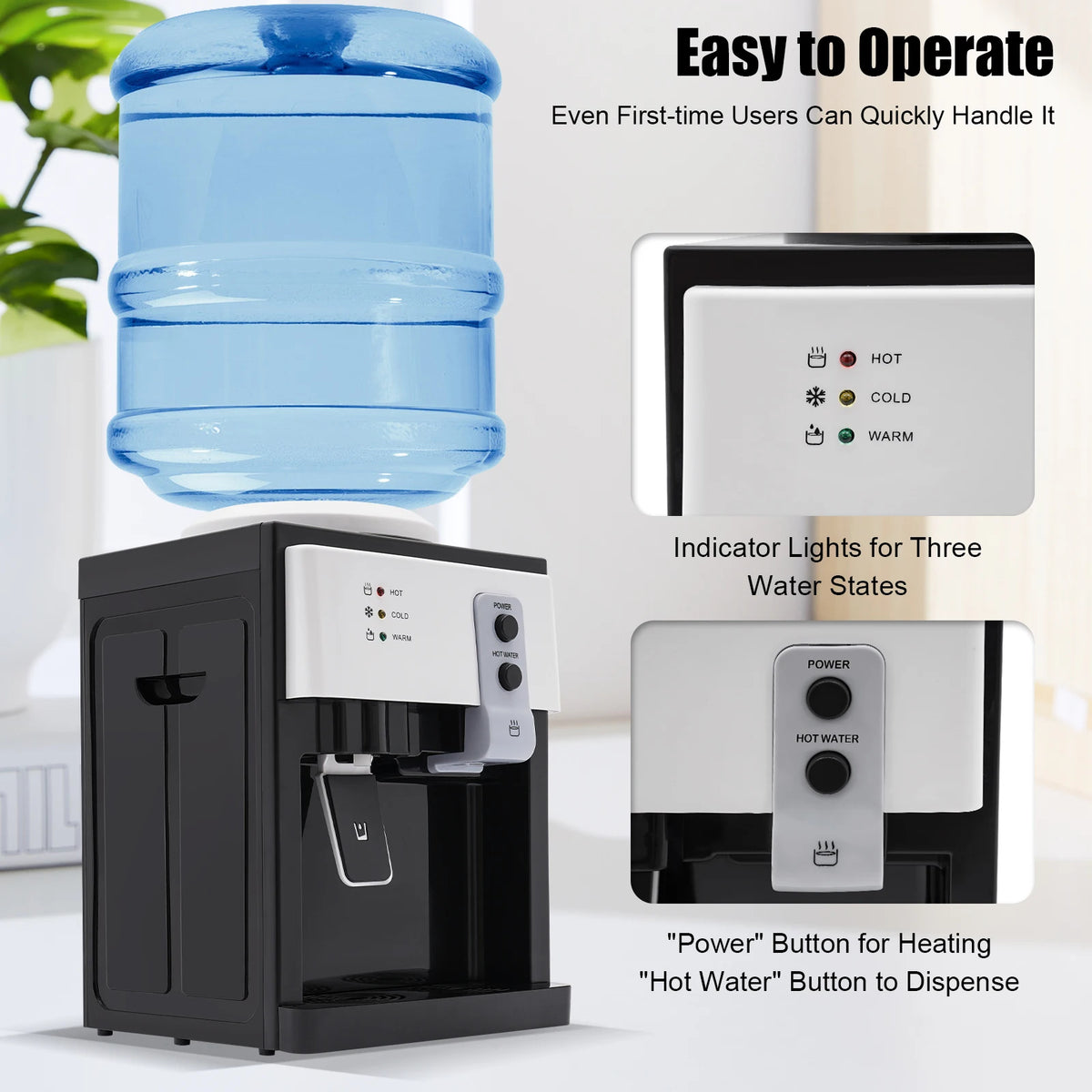 Water Cooler Desk Model HS-09 110V US Plug Hot And Cold Water Dispenser Durable Food Grade Stainless Steel Tank For Home Office