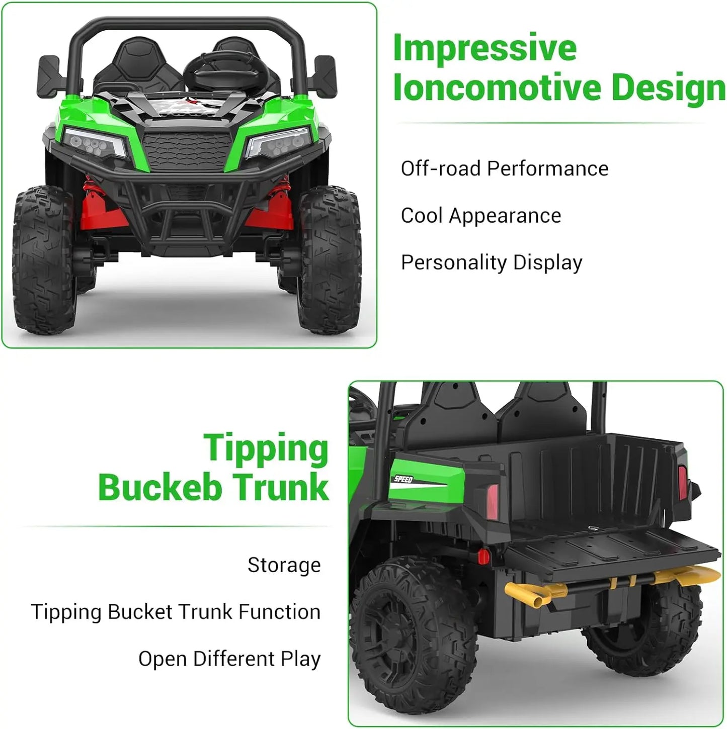 24V Ride On Dump Truck for Big Kids 4x4 Electric Car with Remote Control, Shovel, Bluetooth & Music Kids Electric Ride On Toys