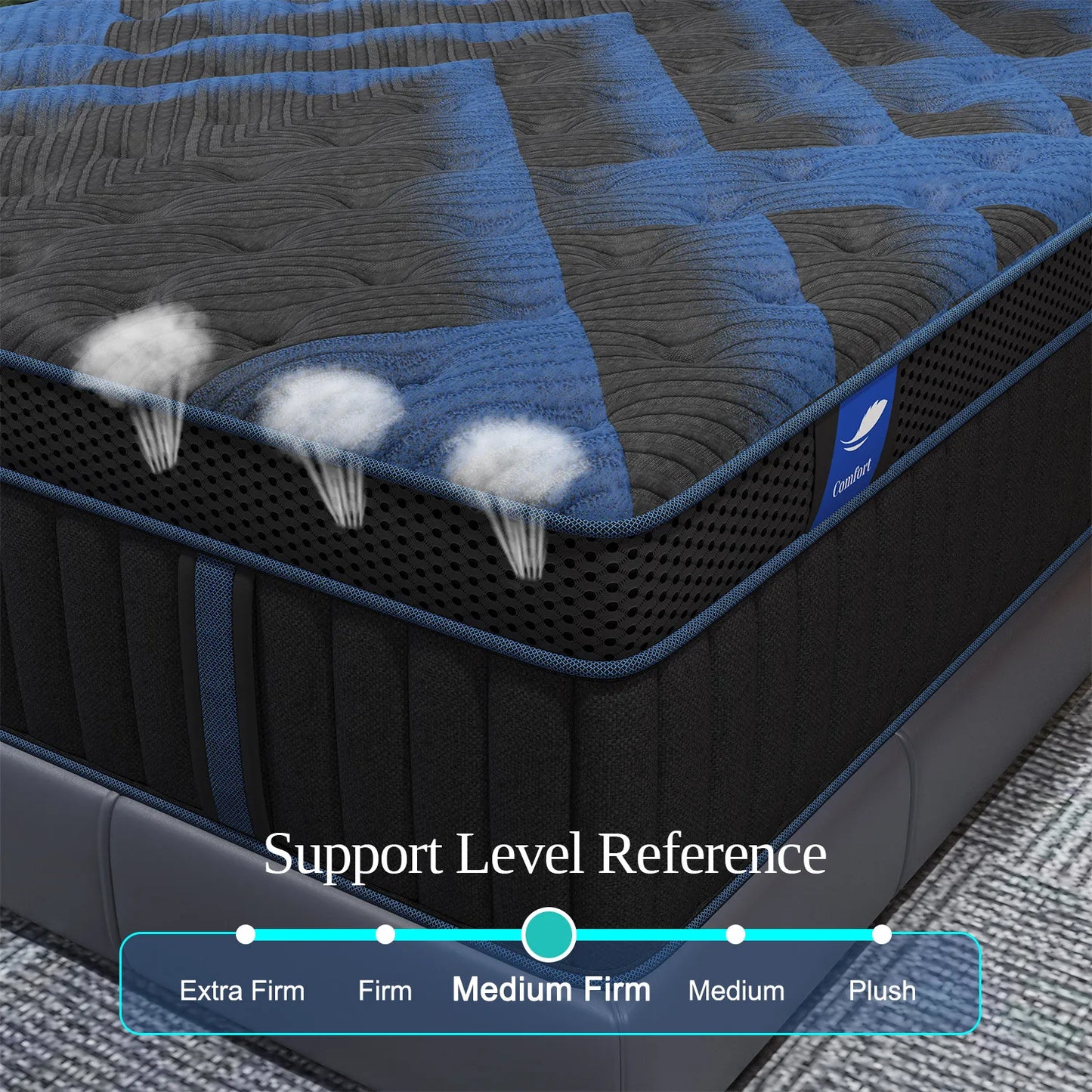 Twin Full Queen King Mattress in A Box, 12/14 Inch Hybrid Memory Mattresses Euro Top Medium Firm for Back & Lumbar Support