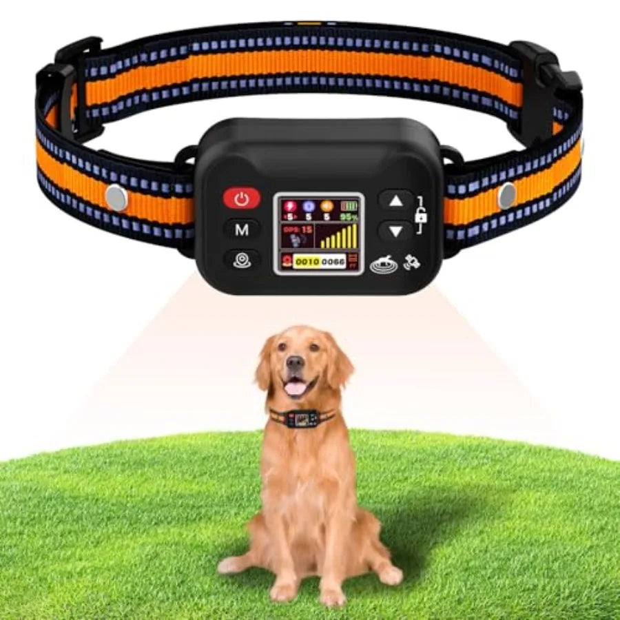 GPS Dog Collar for Outdoor Use, Waterproof IP67 Nylon Collar with Black Trim, 3 Correction Modes for Pets Over 15 Lbs