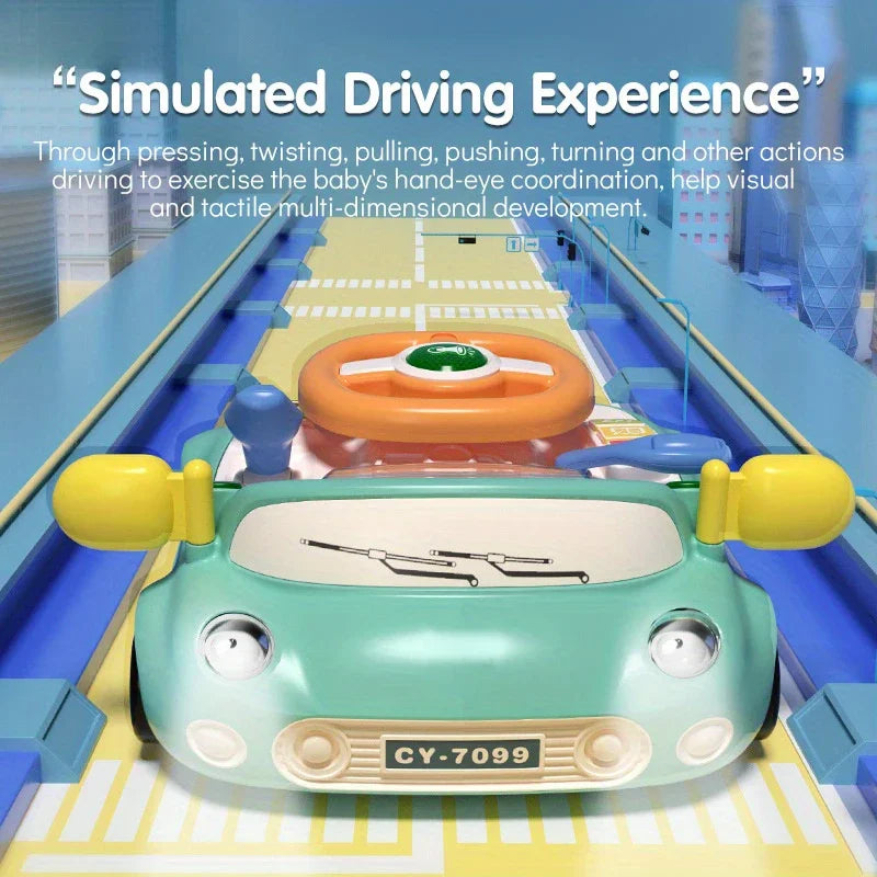 Baby Car Toy Light Musical Steering Wheel Toy Interactive Simulation Drving Toys Car Seat Sensory Toy Develops Fine Motor Skills