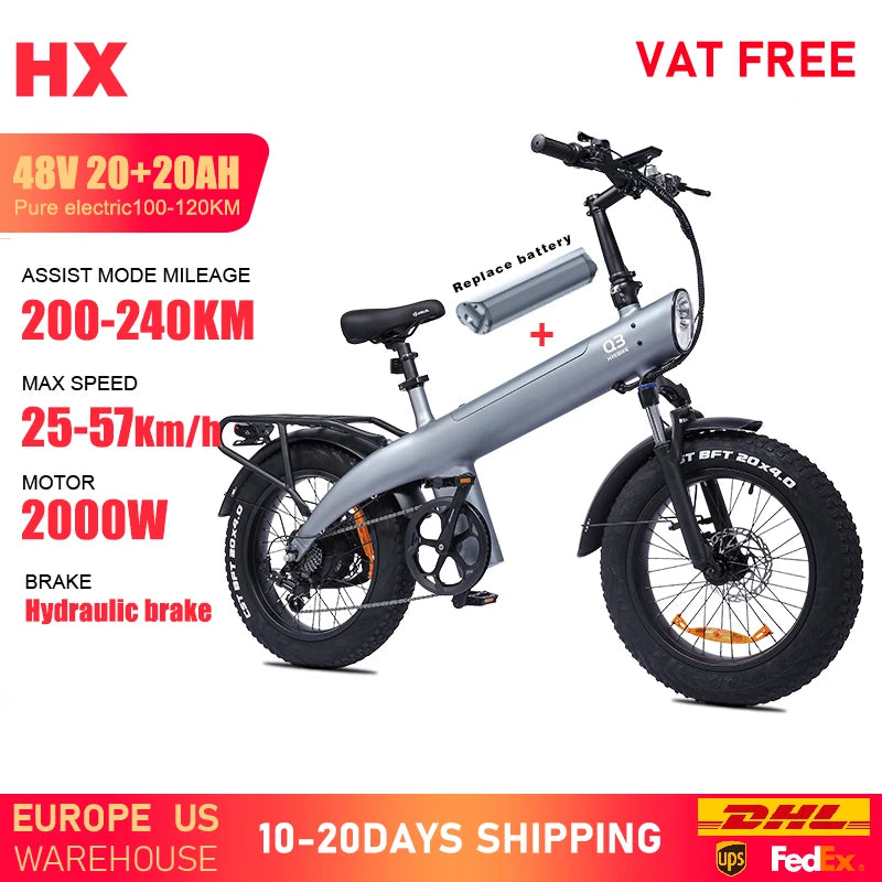 HX Q3 e bike 2000W 48V 20AH Adult electric bikes City Ebike 20Inch Tire Off-Road fat Mountain Electric bicycles E bicycle