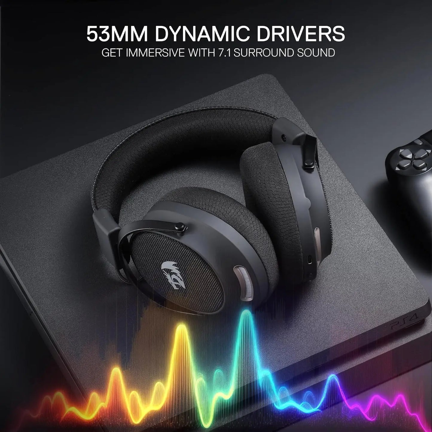 Redragon H858 Gaming Headset, 2.4GHz/BT/Wired, Gray