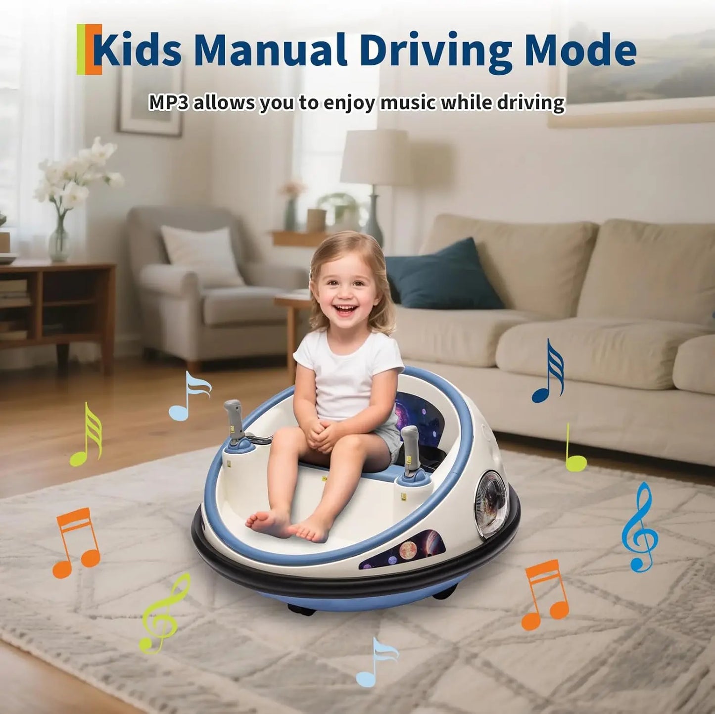 Ride on Electric Bumper Car for Kids Toddlers 12V 2-Speed 360° Spin with Remote Control Lights & Music for Boys & Girls Ages 1-5