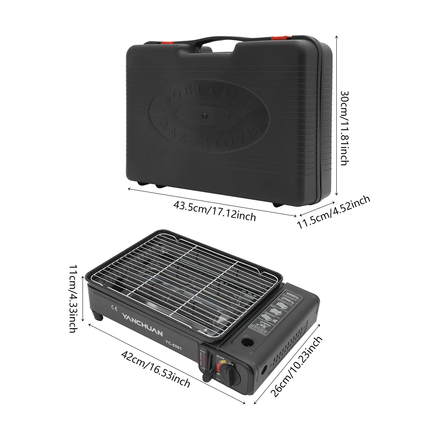 2.2KW Portable LPG/Butane Gas Grill Stove Outdoor Camping Stove Cooking BBQ Cooker Kit w/Carrying Case for Traveling Trekking RV