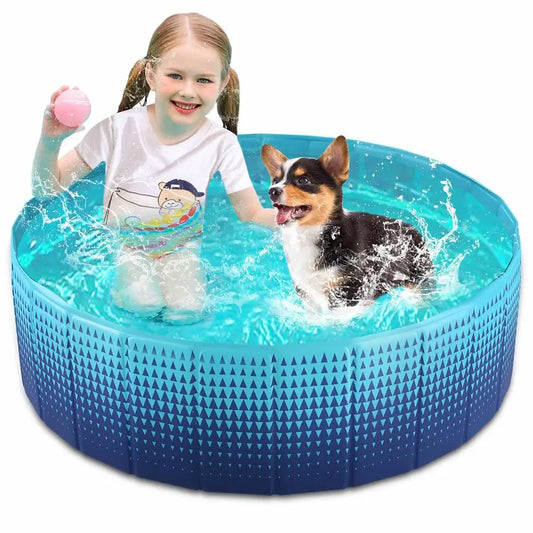 Foldable Dog Kiddie Pool Hard Plastic Kids Paddling Pool Toddler Baby Swimming Pools for Backyard Collapsible Whelping Box Pet D