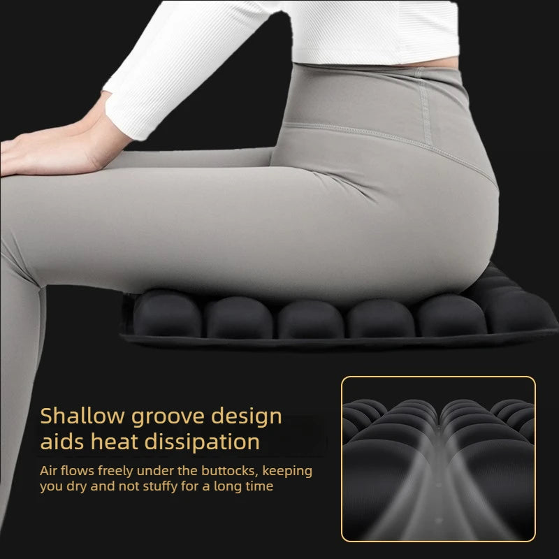 Adjustable Press-to-Inflate Seat Cushion | Pressure Relief for Office, Car & Airplane, Fabric Breathable & Anti-Slip,