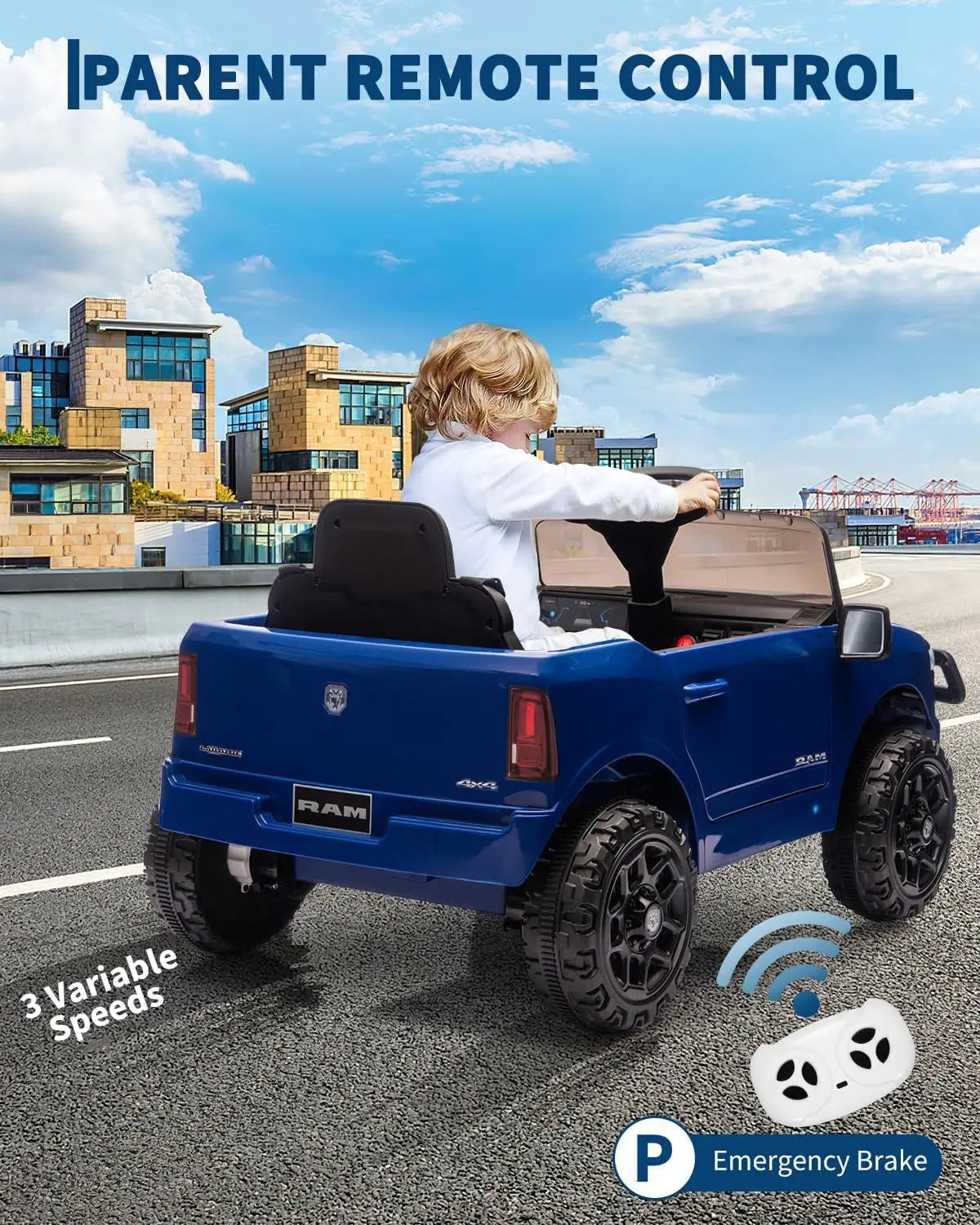 12V Electric Ride On Truck Car w/Remote Control, Electric Pickup Car Toy for Kids Toddlers,Spring Suspension, LED Lights, Music
