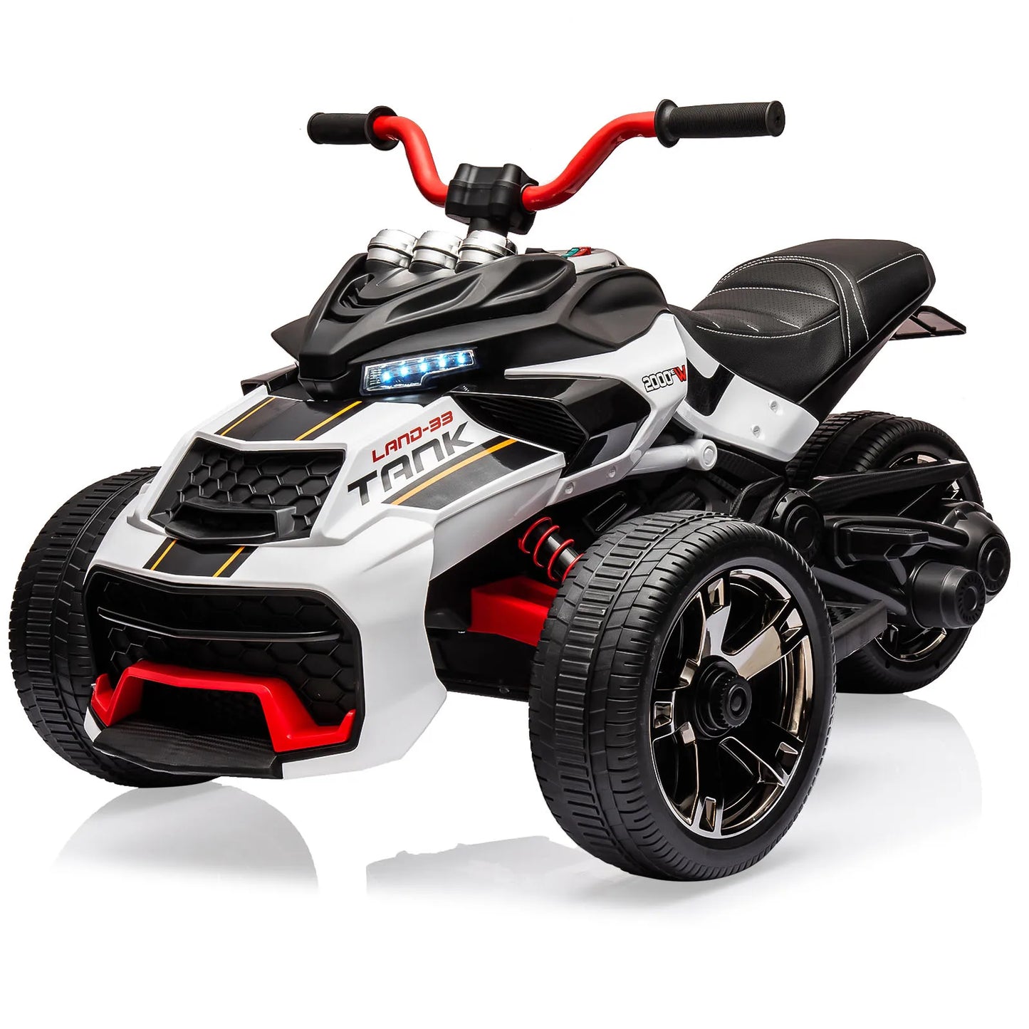 12V Kids Ride-on ATV Motorcycle, 3-Wheeler Electric Toy Car with LED Lights, Music, Horn, USB & Treaded Tires Battery-Powered