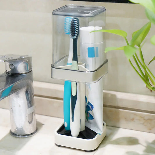 Toothbrush Holder With Cup/Cover, Compatible With Conventional Toothbrushes, Can Store Toothpaste Toothbrush Holder For Bathroom