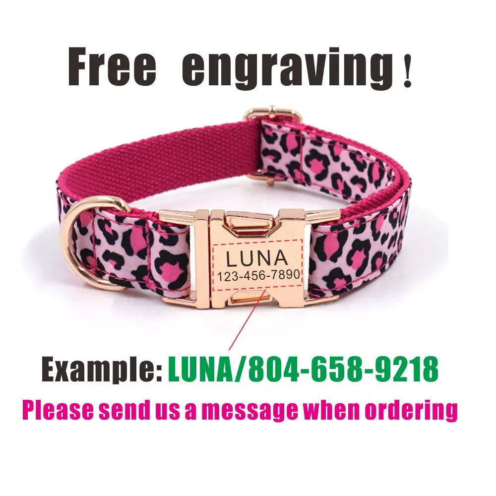 Personalized Dog Collar Custom Pet Collar Free Engraving ID Name Tag Pet Accessory Lovely Puppy Collar Leash