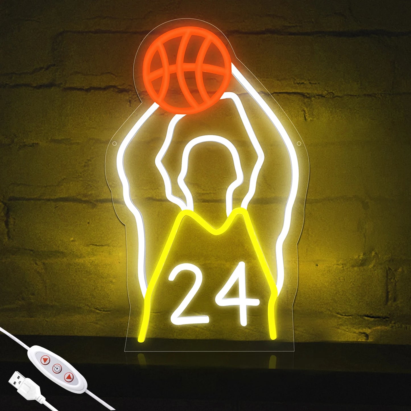 Neon Sign,Dimmable LED Neon Sign for Wall Decoration, Powered by USB Neon Sign, Sports Basketball Sign