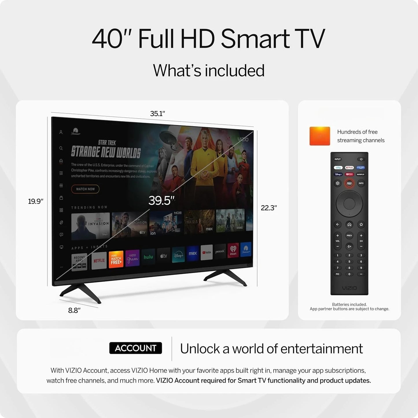40-inch Full HD 1080p Smart TV : X, Alexa Compatibility, Google Cast Built-in, Bluetooth Headphone Capable, (VFD40M-08 New)