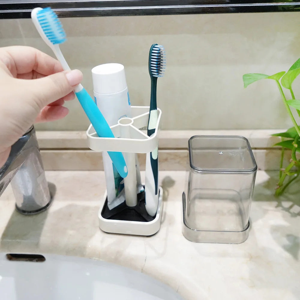 Toothbrush Holder With Cup/Cover, Compatible With Conventional Toothbrushes, Can Store Toothpaste Toothbrush Holder For Bathroom