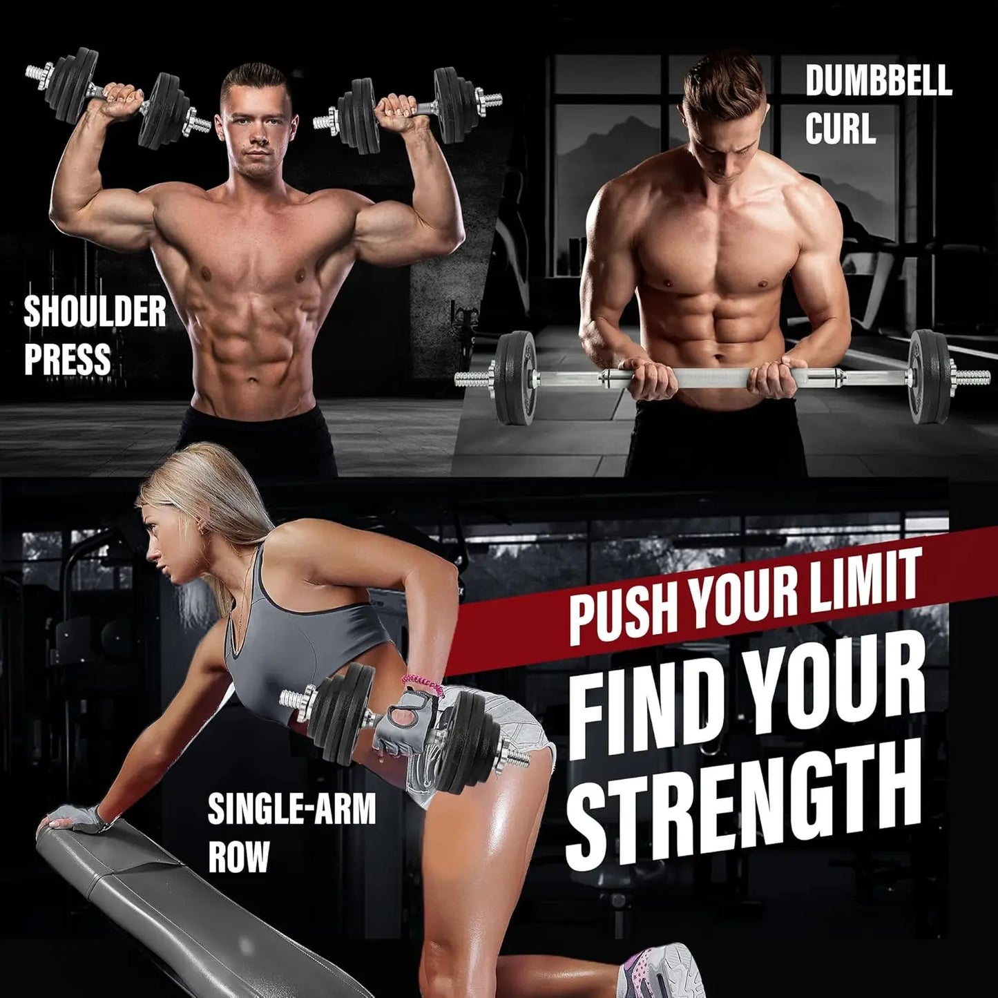 Adjustable Dumbbell Set with Weight Plates, 40lbs to 200lbs, Star Lock Collars for Home Gym