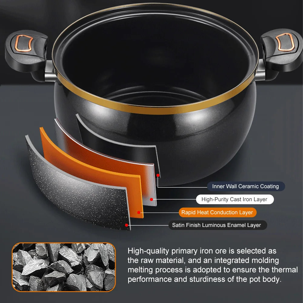 8L Micro Pressure Cooker Soup Pot with Transparent Lid Multi-Function Micropressure Cooking Pot for Steaming,Simmering, Stewing