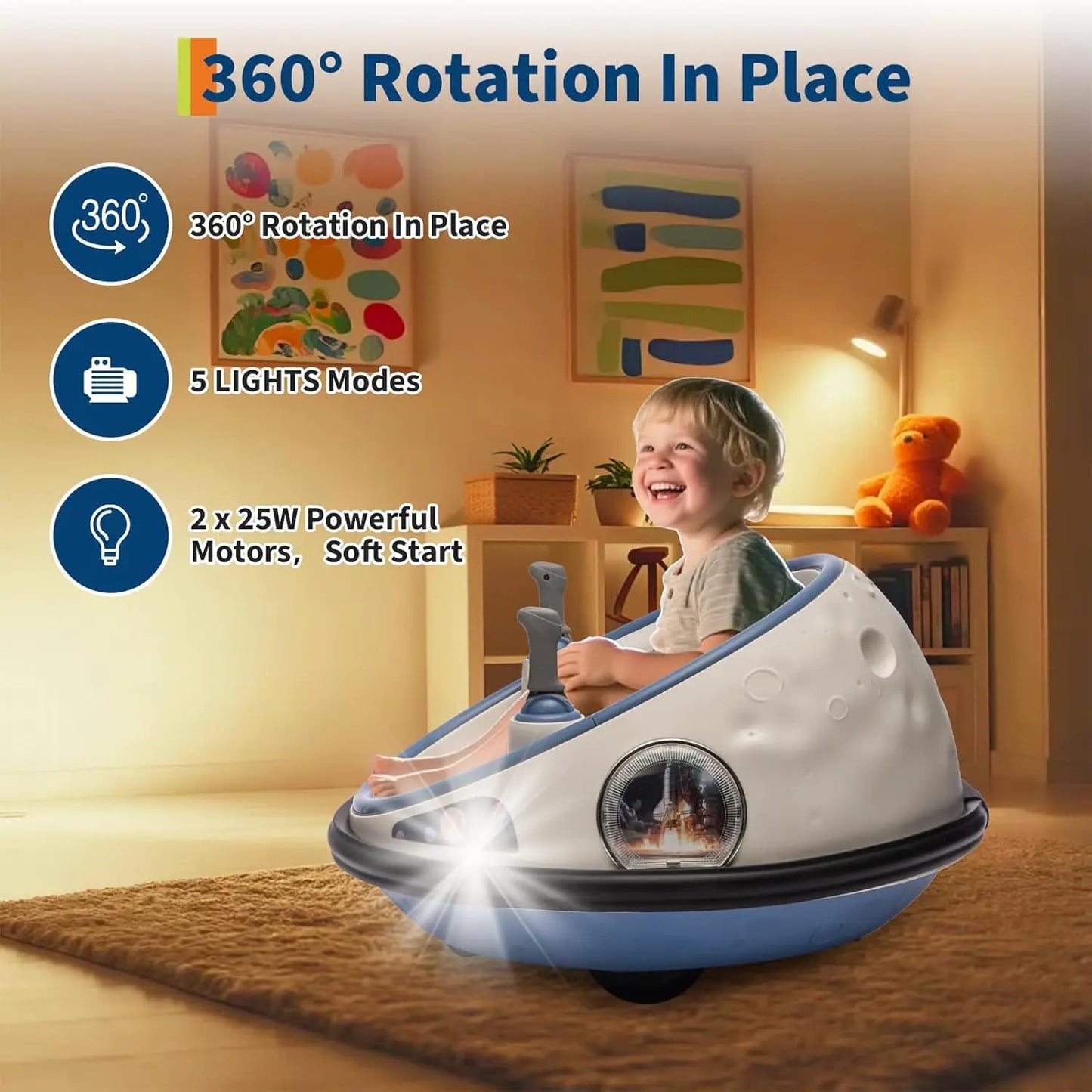 Ride on Electric Bumper Car for Kids Toddlers 12V 2-Speed 360° Spin with Remote Control Lights & Music for Boys & Girls Ages 1-5