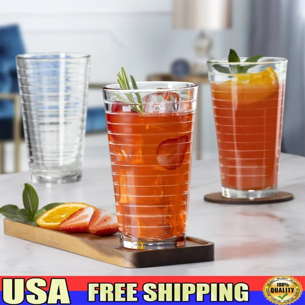 8-Piece Set High-Quality Drinking Glasses Elegant Drinkware Stackable Durable Dishwasher Safe Glasses Home Bar Kitchen Party