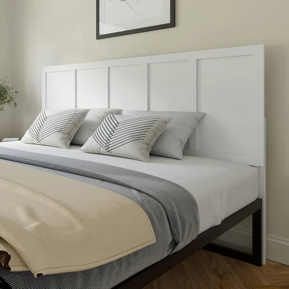 Oliver King Size Wooden Headboard Only, Four Panel Headboard in White