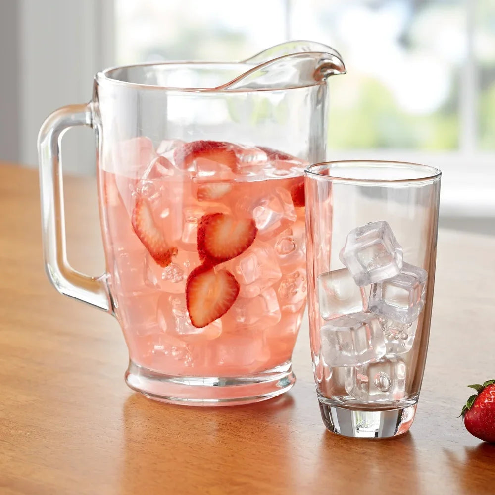 7 Piece Glass Pitcher and Cooler Glass Set Perfect Summer Entertaining and Everyday Use Clear Beverage Serving Set