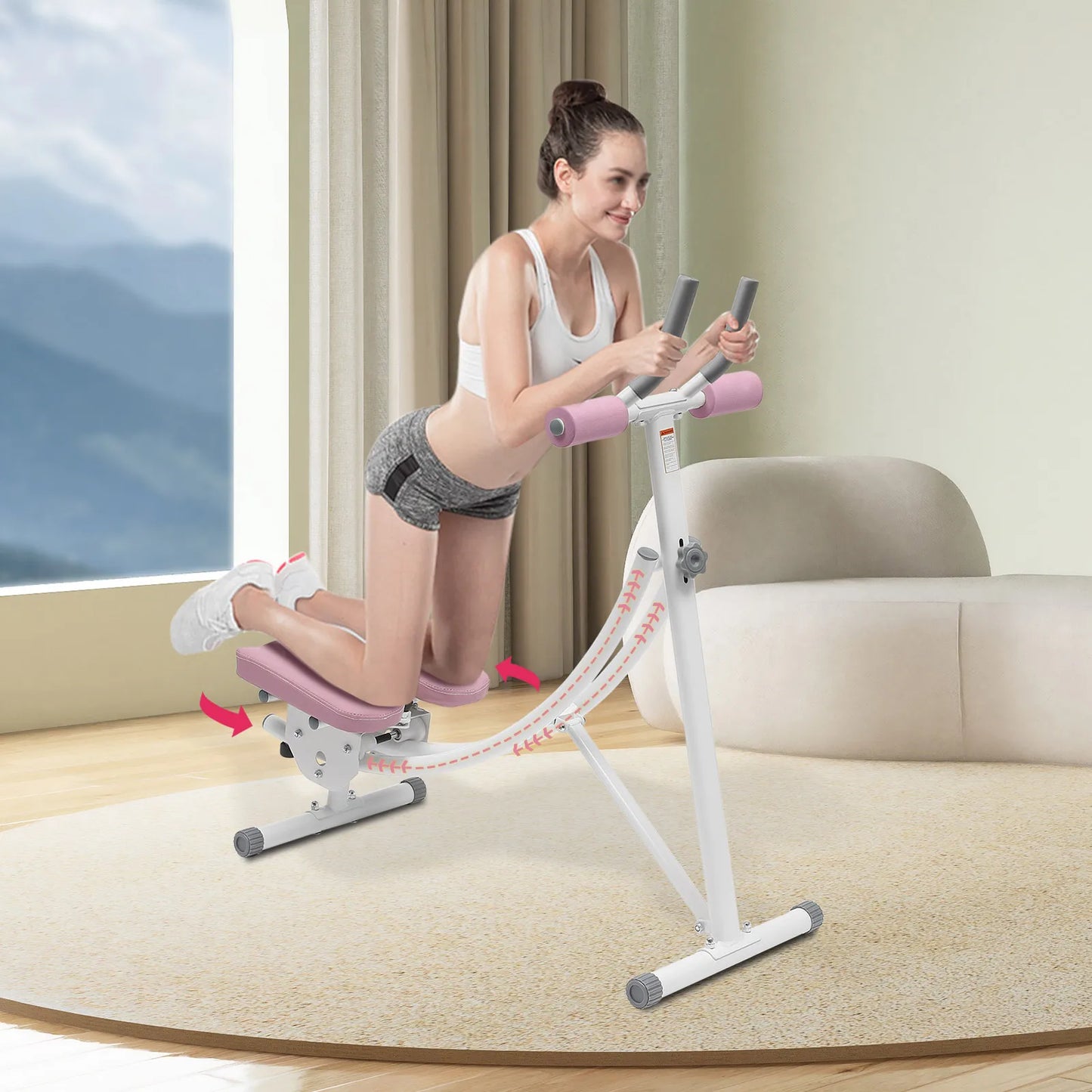 Ab Machine, 150kg/330lbs Weight Capacity, Foldable, Core & Abdominal Exercise Fitness Equipment for Home Gym