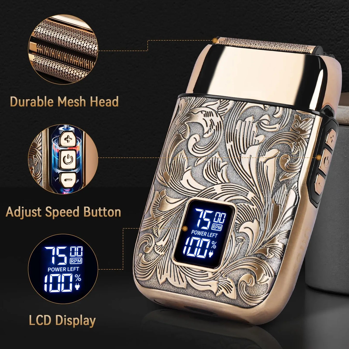 Ufree Close Shave Electric Foil Shavers for Men, 3-Speed Electric Razor, Bald Head Shavers, Face Shaving Beard Trimmer with LCD