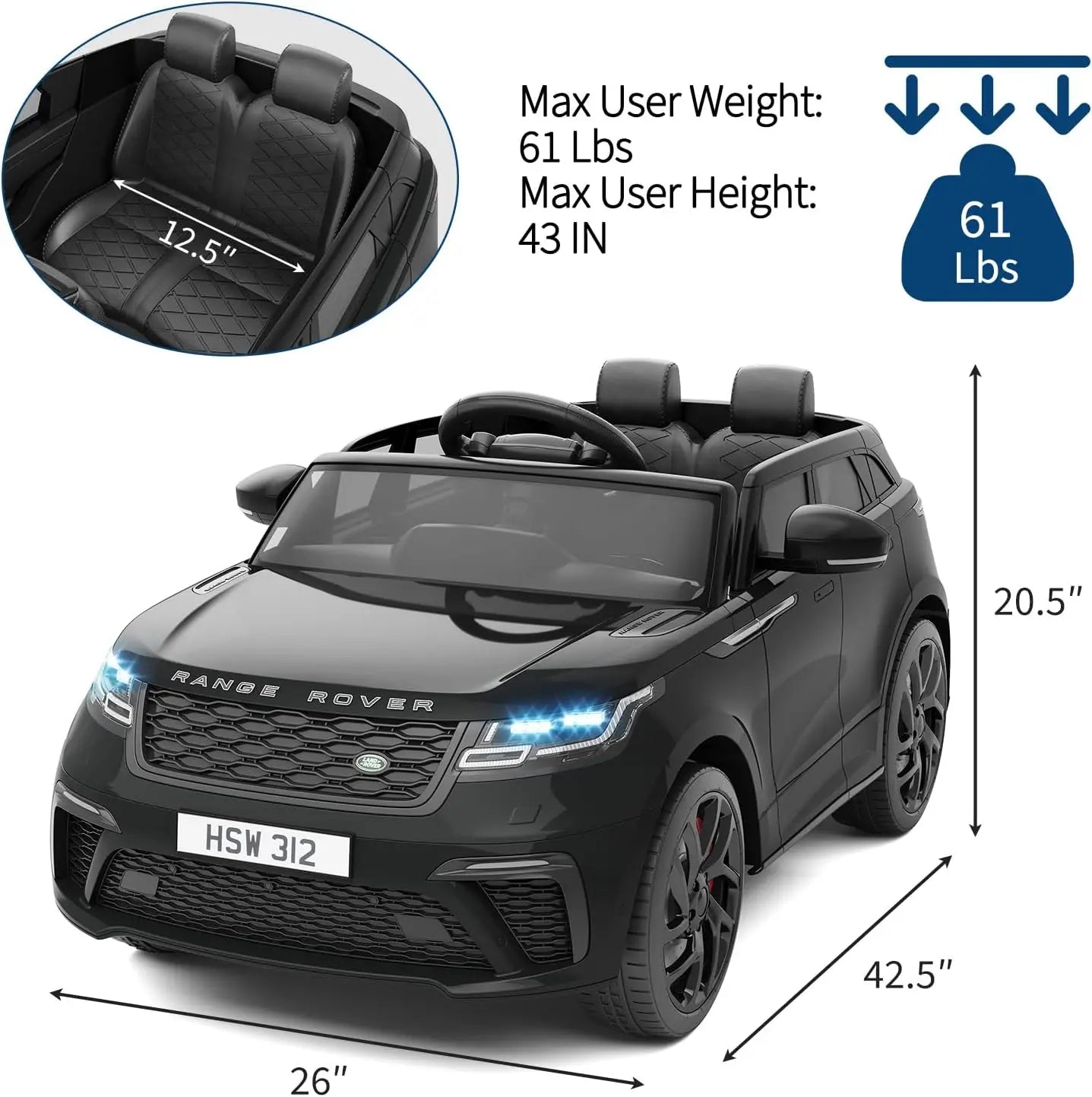 Kids Electric Car with Remote Control Ride-on Toy for Ages 4-8 Years with MP3 Player, Features Rocking Mode & Pull Rod Operation