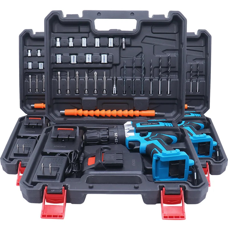 36VF Drill Combination Kit, 2 Batteries And A Fast Charger And Portable Housing With Work Lights, 2 Speed Adjustable