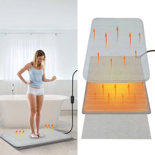 3 in 1bathroom Heating Pad Set, Adjustable Temperature32147 and Time024h Mats, Heated Bath Rug with Memory Function, Waterproof